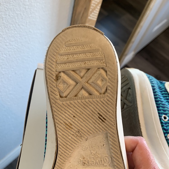 Marimekko for Converse high top turquoise print All Star sneakers women’s size 8 - Picture 9 of 15